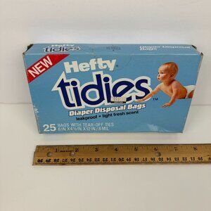 Vtg 1980s Box Hefty Tidies Diaper Disposal Bags Scented Prop Collect READ